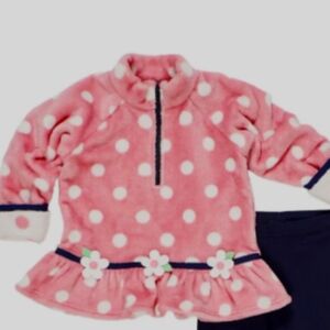 Florence Eisenman fleece size 24months pink polka dots flowers